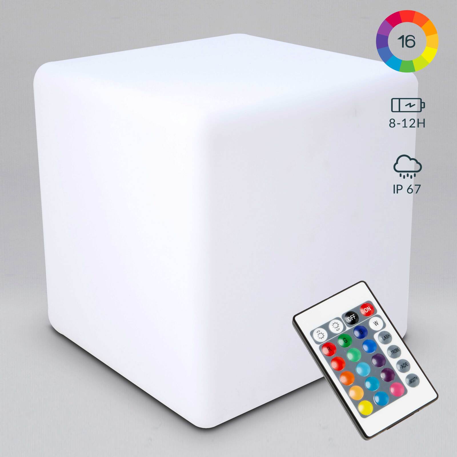 Cubo LED multicolore con telecomando 43 cm