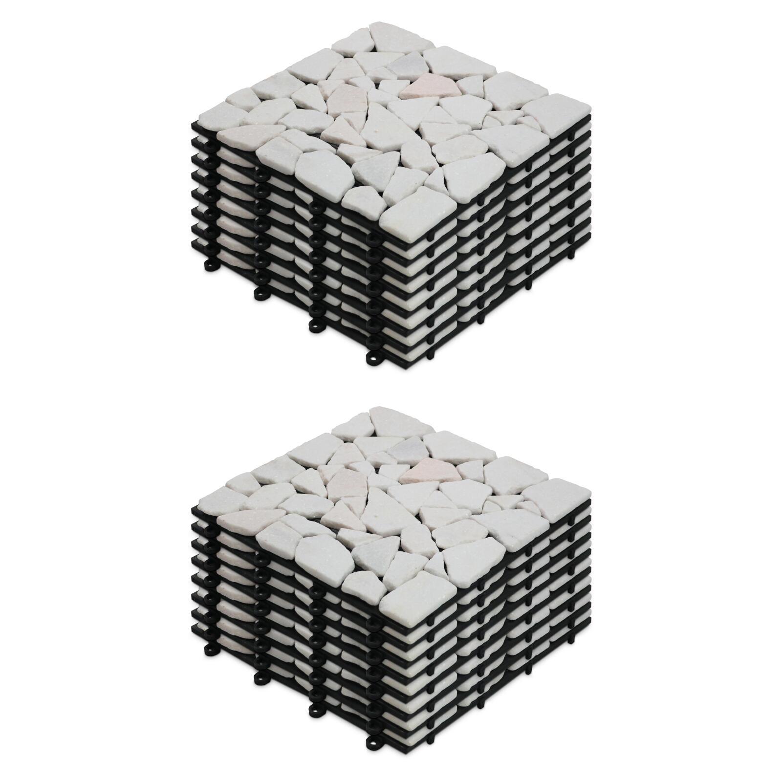 Set di pavimento ad incastro per esterno con ciottoli di marmo (30 x 30 x 2,5 cm)