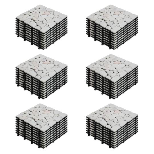 Set di pavimento ad incastro per esterno con ciottoli di marmo (30 x 30 x 2,5 cm)