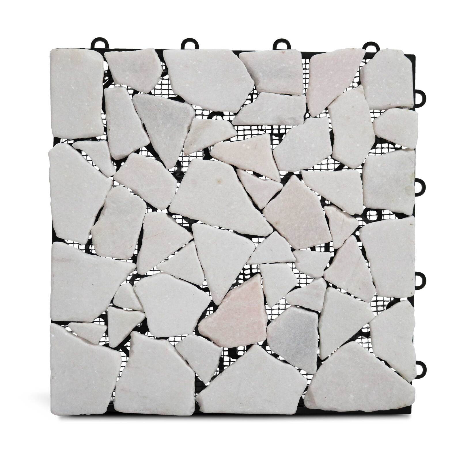 Set di pavimento ad incastro per esterno con ciottoli di marmo (30 x 30 x 2,5 cm)