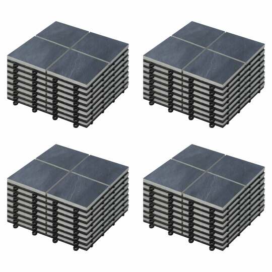 Set di pavimento ad incastro per esterno in pietra nera (30 x 30 x 2,5 cm)