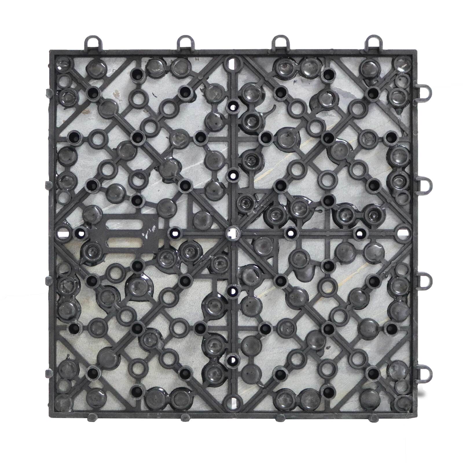 Set di pavimento ad incastro per esterno in pietra nera (30 x 30 x 2,5 cm)