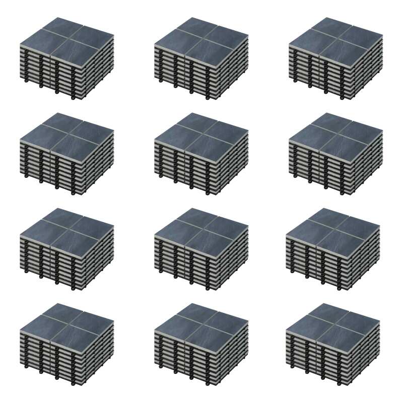 Set di pavimento ad incastro per esterno in pietra nera (30 x 30 x 2,5 cm)