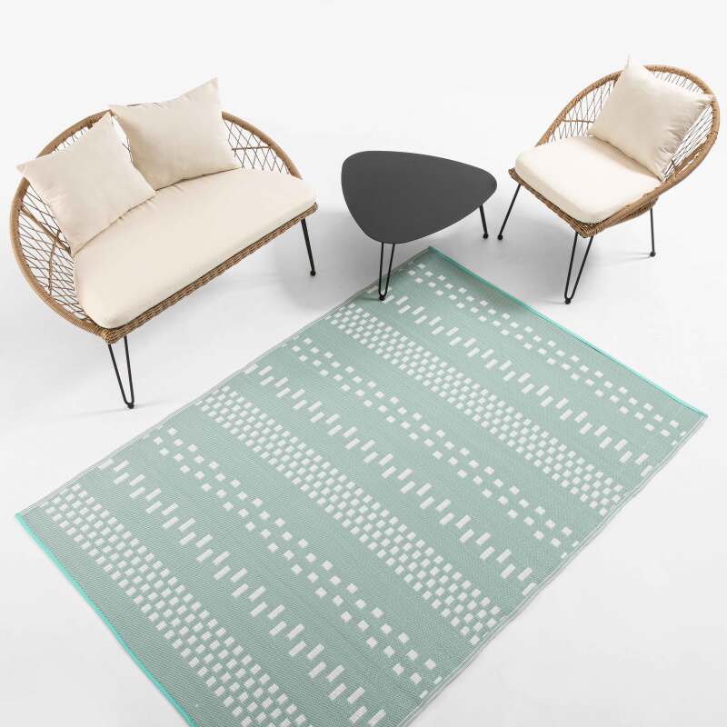 Tappeto rettangolare da esterno con motivo bifacciale in polipropilene