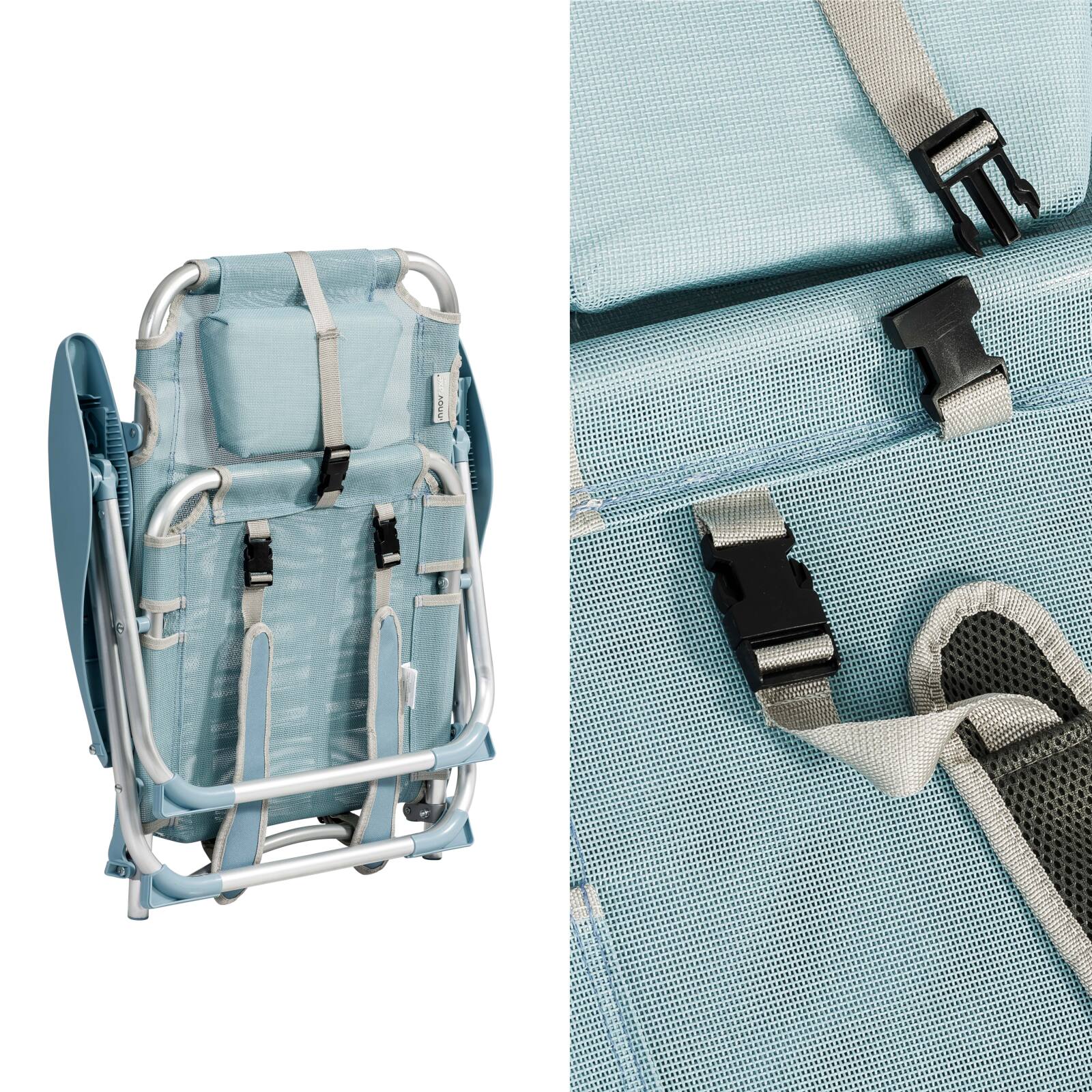 Sedia da mare pieghevole, reclinabile in 4 posizioni