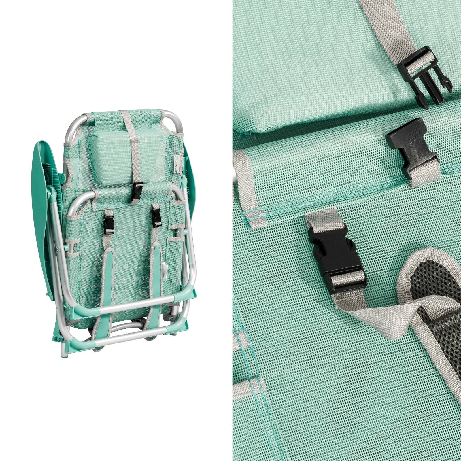 Sedia da mare pieghevole, reclinabile in 4 posizioni