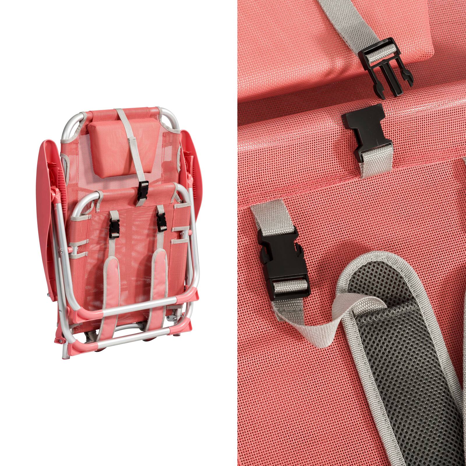 Sedia da mare pieghevole, reclinabile in 4 posizioni