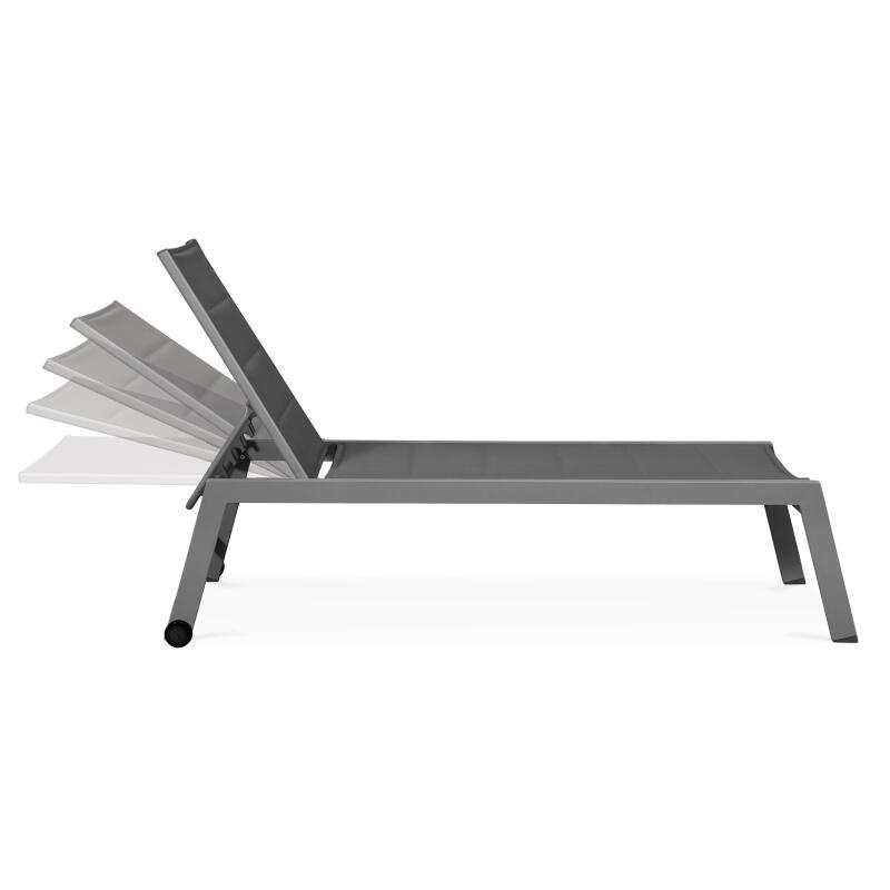 Set di 2 lettini prendisole con ruote, reclinabili in 5 posizioni