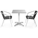 Tavolo da giardino bistrot reclinabile 70 x 70 cm con 2 sedie in alluminio e resina