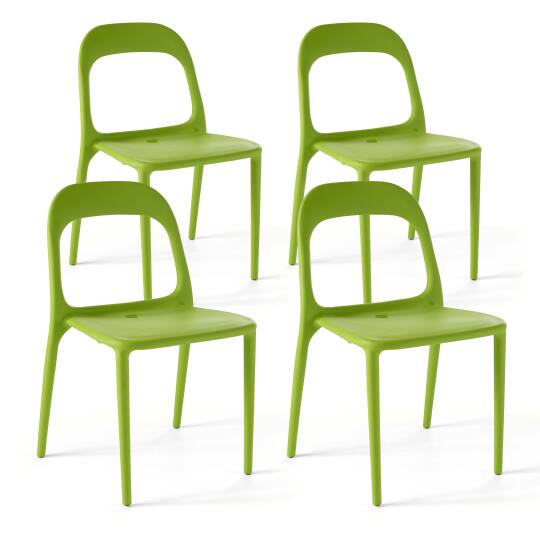 Set di 4 sedie da giardino in plastica impilabili