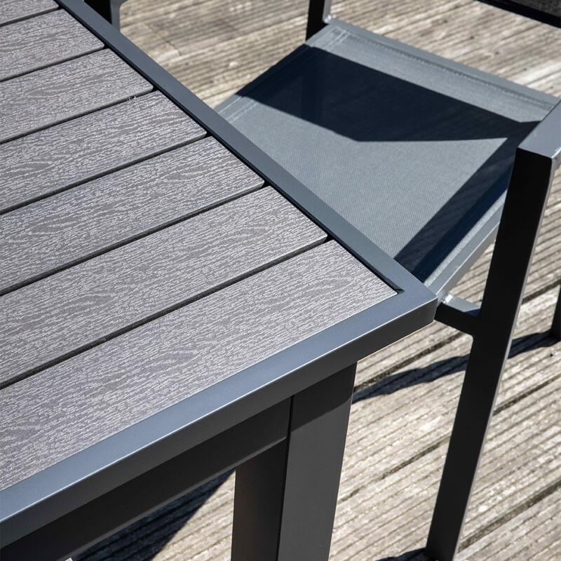 Tavolo da giardino rettangolare allungabile (200/300 x 97 x 75 cm) in alluminio e legno composito