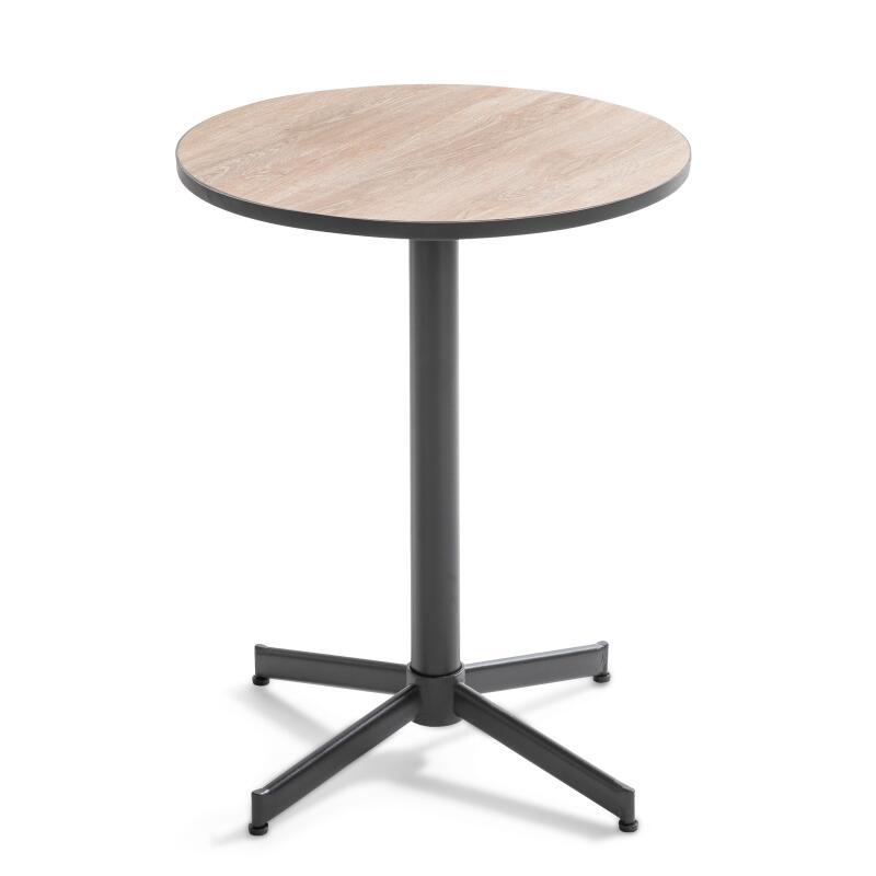 Tavolo da giardino bistrot rotondo in ceramica effetto legno (ø60 x 72 cm)