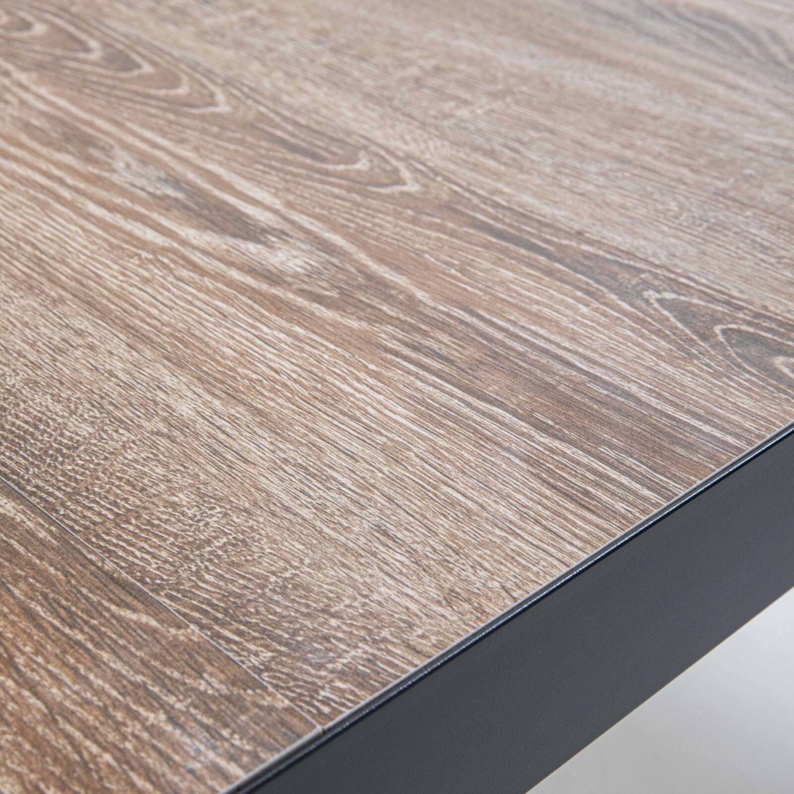 Table de jardin en aluminium et céramique effet bois (146 x 100 x 74,5 cm)