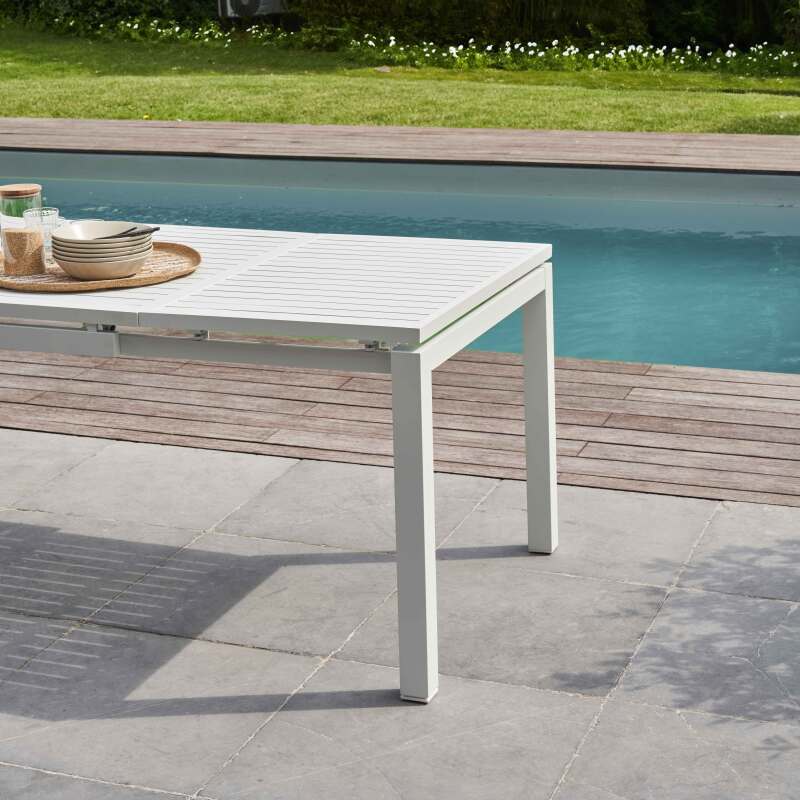 Tavolo da giardino rettangolare allungabile (180/240 x 90 x 76 cm) in alluminio