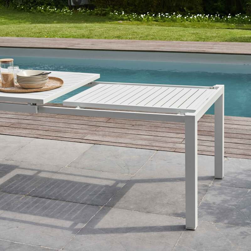 Tavolo da giardino rettangolare allungabile (180/240 x 90 x 76 cm) in alluminio