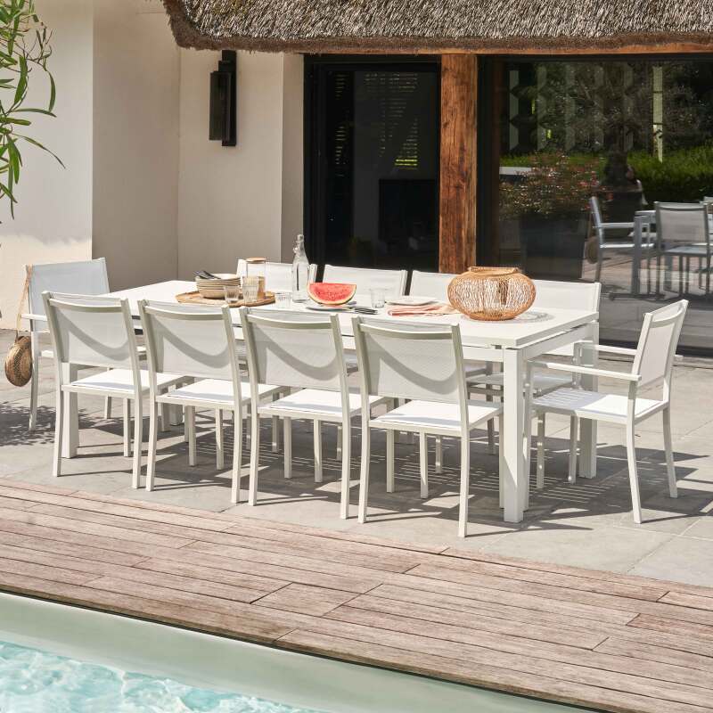 Tavolo da giardino rettangolare allungabile (180/240 x 90 x 76 cm) in alluminio