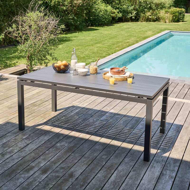 Tavolo da giardino rettangolare allungabile (180/240 x 90 x 76 cm) in alluminio