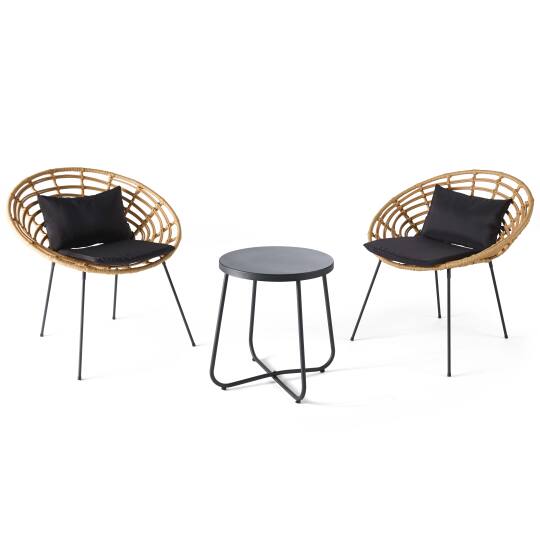 Salotto da giardino in rattan 2 posti + divano + 2 poltrone + tavolo | Oviala