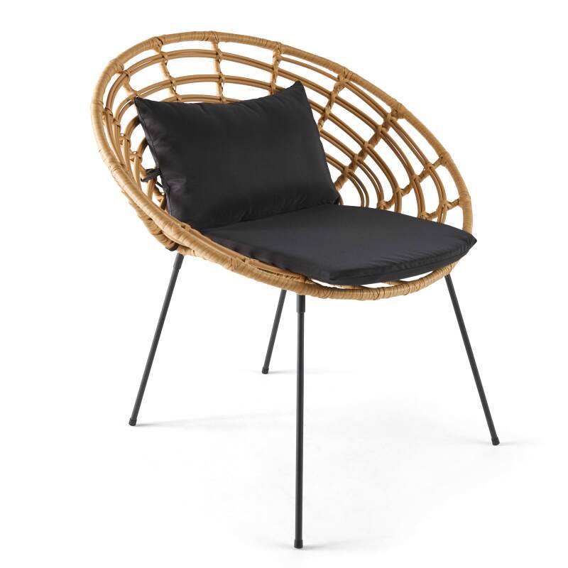 Set di 2 poltrone da giardino rotonde in rattan sintetico