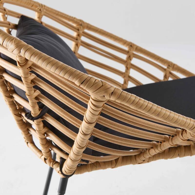 Set di 2 poltrone da giardino rotonde in rattan sintetico