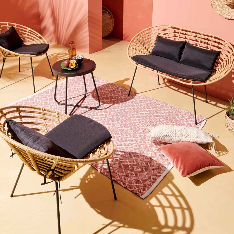 Divano da esterno 2 posti in resina intrecciata effetto rattan