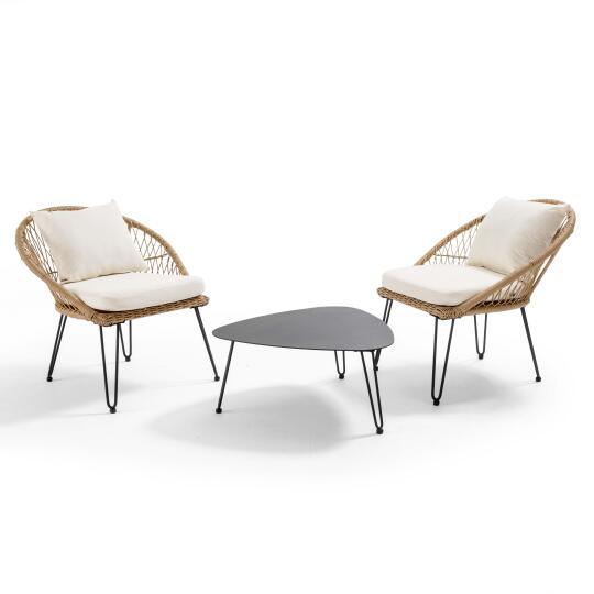 Salotto da giardino a 2 posti in rattan sintetico di facile manutenzione | Oviala