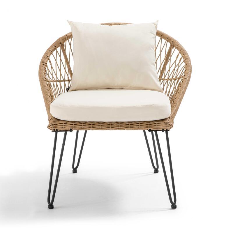 Salotto da giardino in rattan sintetico con 2 poltrone e 1 Tavolina da salotto