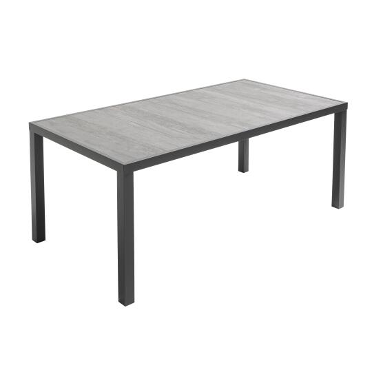 Tavolo da giardino con piano in ceramica effetto cemento (185 x 95 x 74 cm)