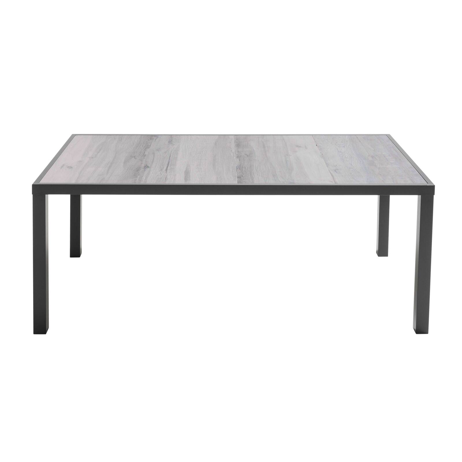 Tavolo da giardino con piano in ceramica effetto legno grigio (185 x 95 x 74 cm)