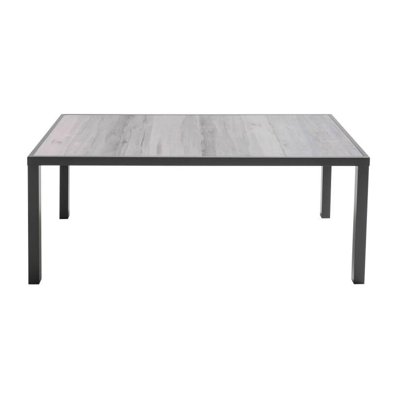 Tavolo da giardino con piano in ceramica effetto legno grigio (185 x 95 x 74 cm)