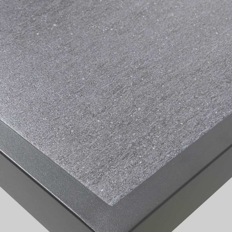 Tavolo da giardino rettangolare 185 x 95 cm con piano in ceramica, 6 sedie e 2 sedie con braccioli