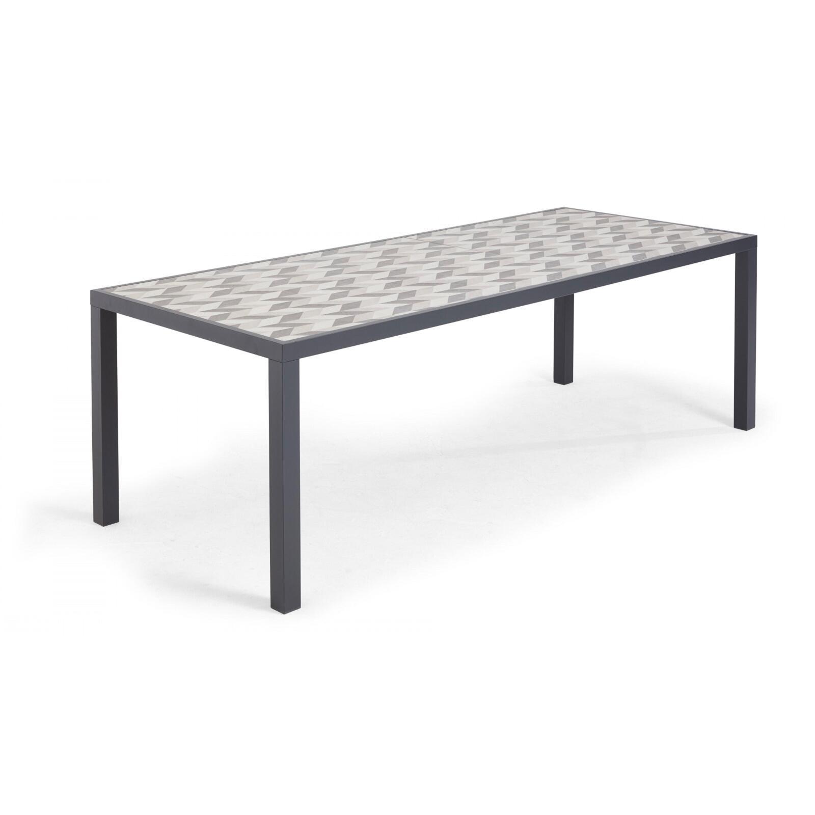 Tavolo da giardino in ceramica modello inclinabile con 8 sedie e 2 sedie con braccioli Tavolo da giardino in ceramica modello inclinabile con 8 sedie e 2 sedie con braccioli