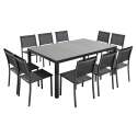 Tavolo da giardino 182 x 121 cm con piano in ceramica effetto cemento lucido e 10 sedie