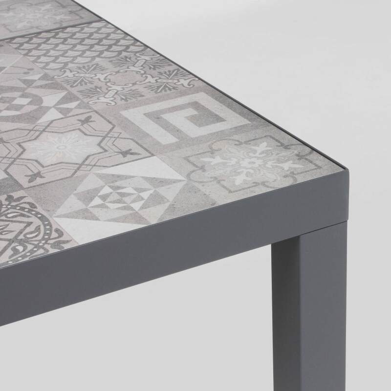 Tavolo da giardino rettangolare 182 x 121 cm in ceramica modello Karo + 10 sedie