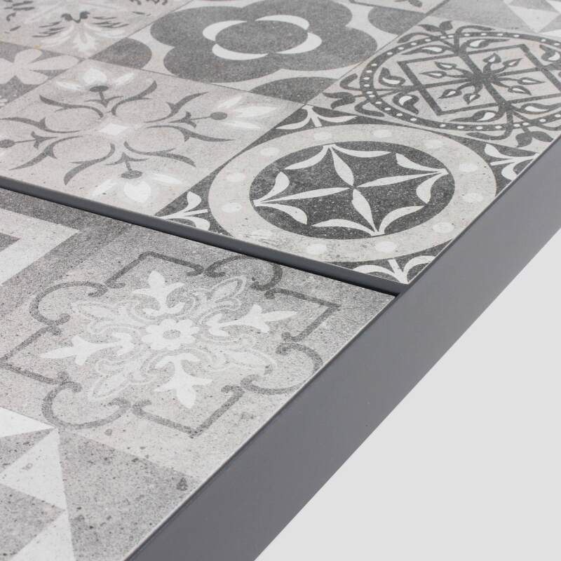 Tavolo da giardino rettangolare 182 x 121 cm in ceramica modello Karo + 10 sedie