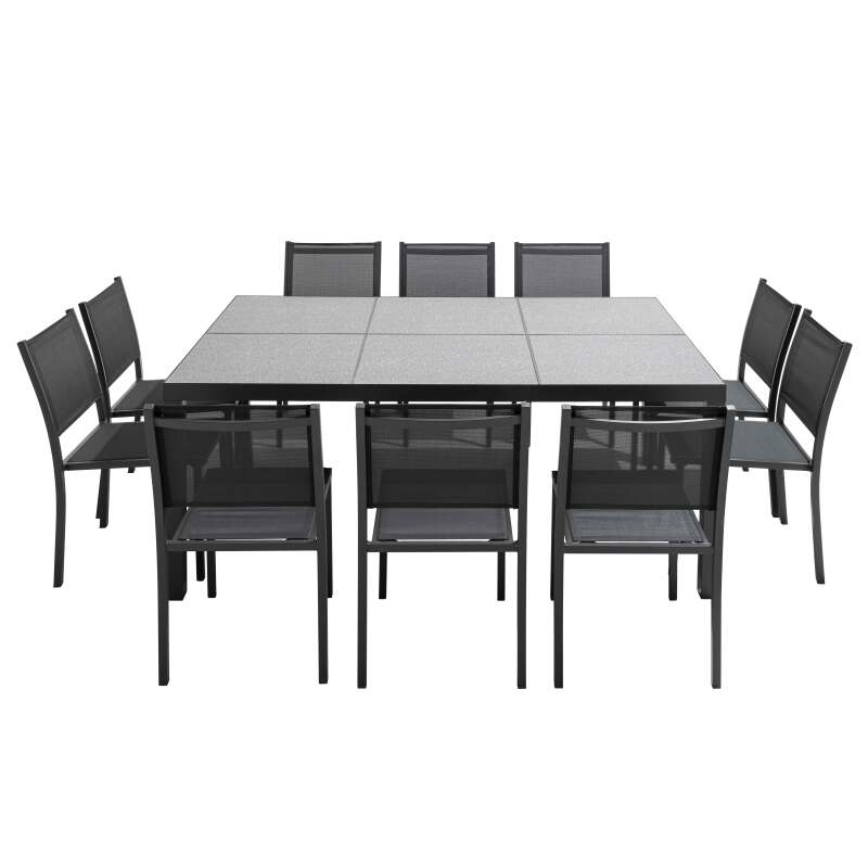 Tavolo da giardino in ceramica con motivo tessuto (182 x 121 x 74 cm)