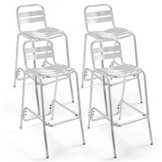 Set di 4 sedie da bar in alluminio anodizzato grigio