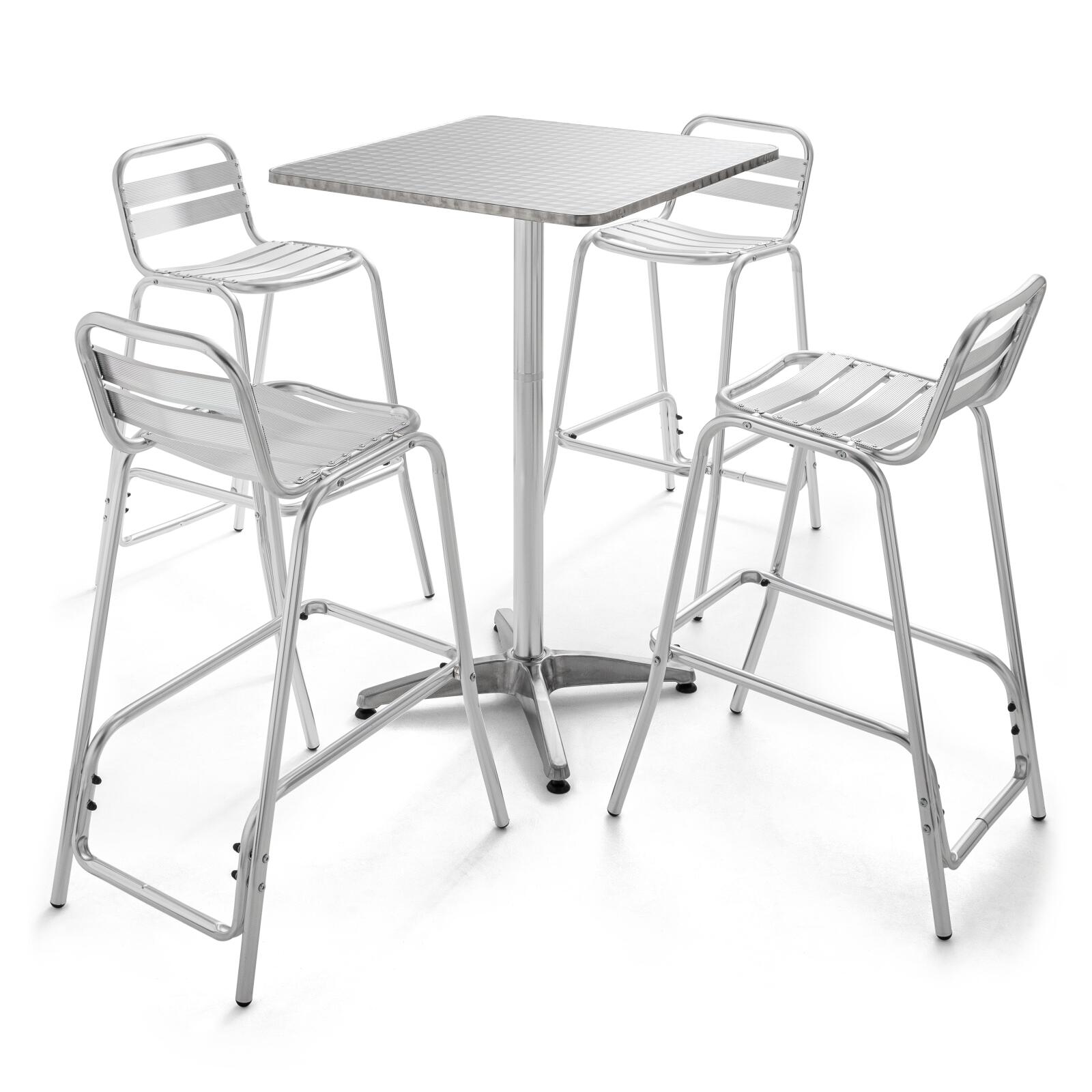 Set di 4 sedie da bar in alluminio anodizzato grigio