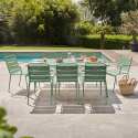 Tavolo da giardino in metallo 180x90 cm e 8 sedie con braccioli - Lifestyle