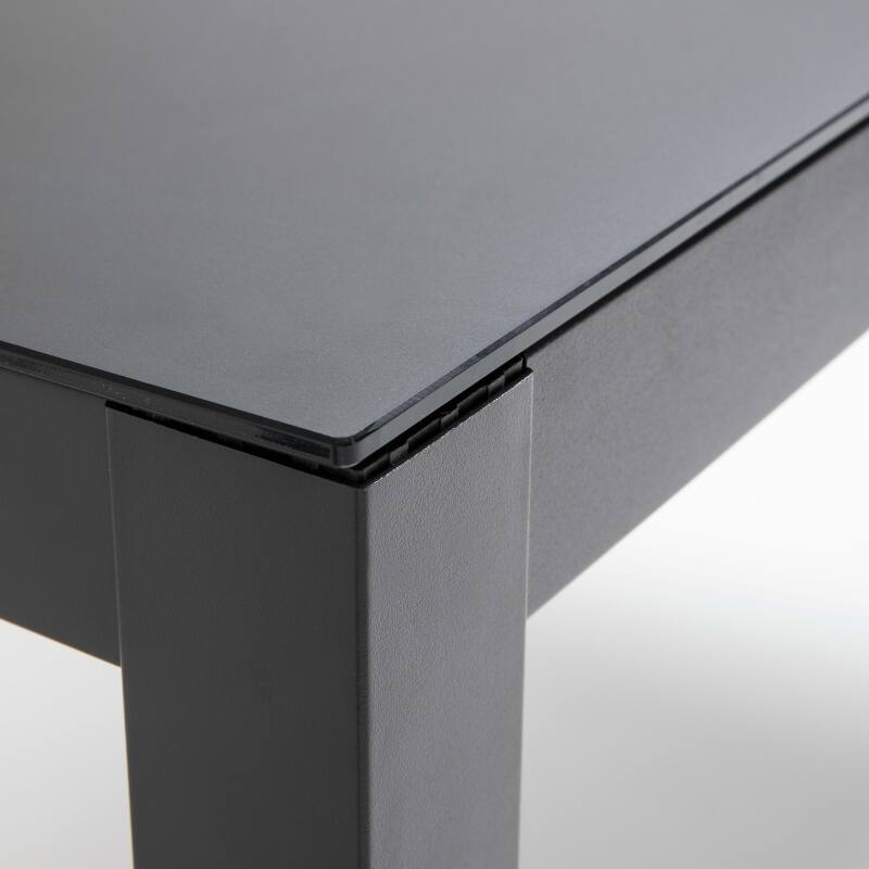 Tavolo da giardino in alluminio con piano in vetro di sicurezza (182 x 90 x 74 cm)