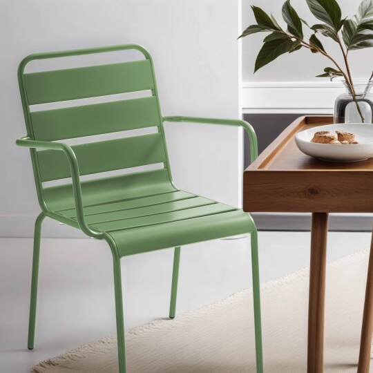 Sedia in metallo con braccioli in stile industriale
