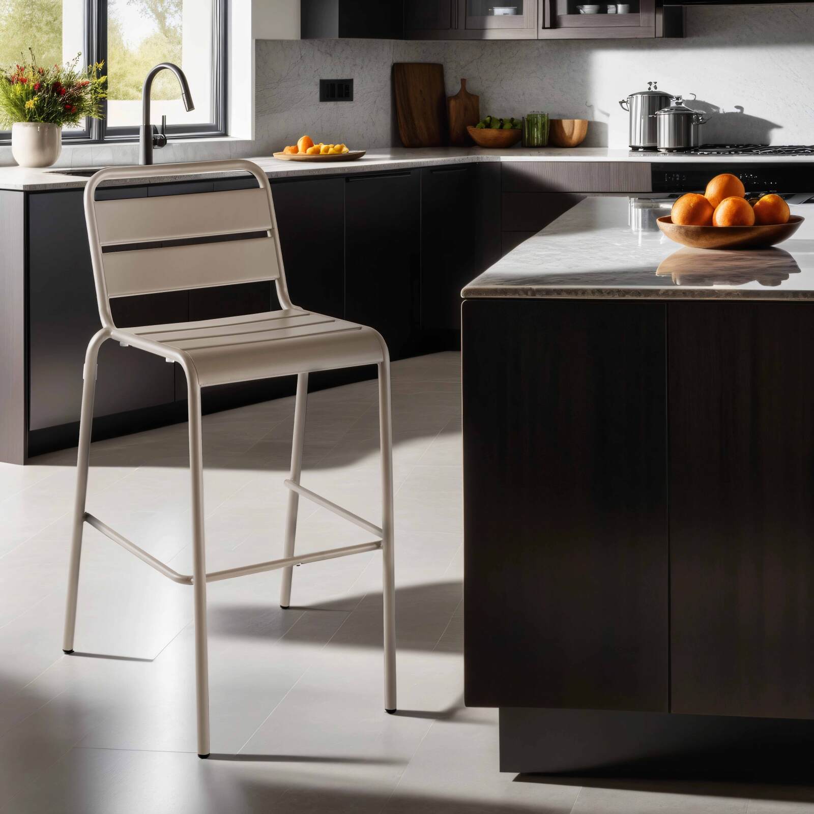 Seggiolone in metallo in stile industriale