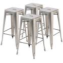Set di 4 sgabelli da bar opachi e legno (43 x 43 x 76 cm)