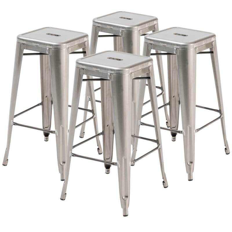 Set di 4 sgabelli da bar opachi e legno (43 x 43 x 76 cm)