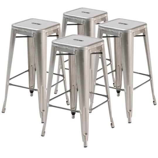 Set di 4 sgabelli da bar opachi e legno (43 x 43 x 76 cm)