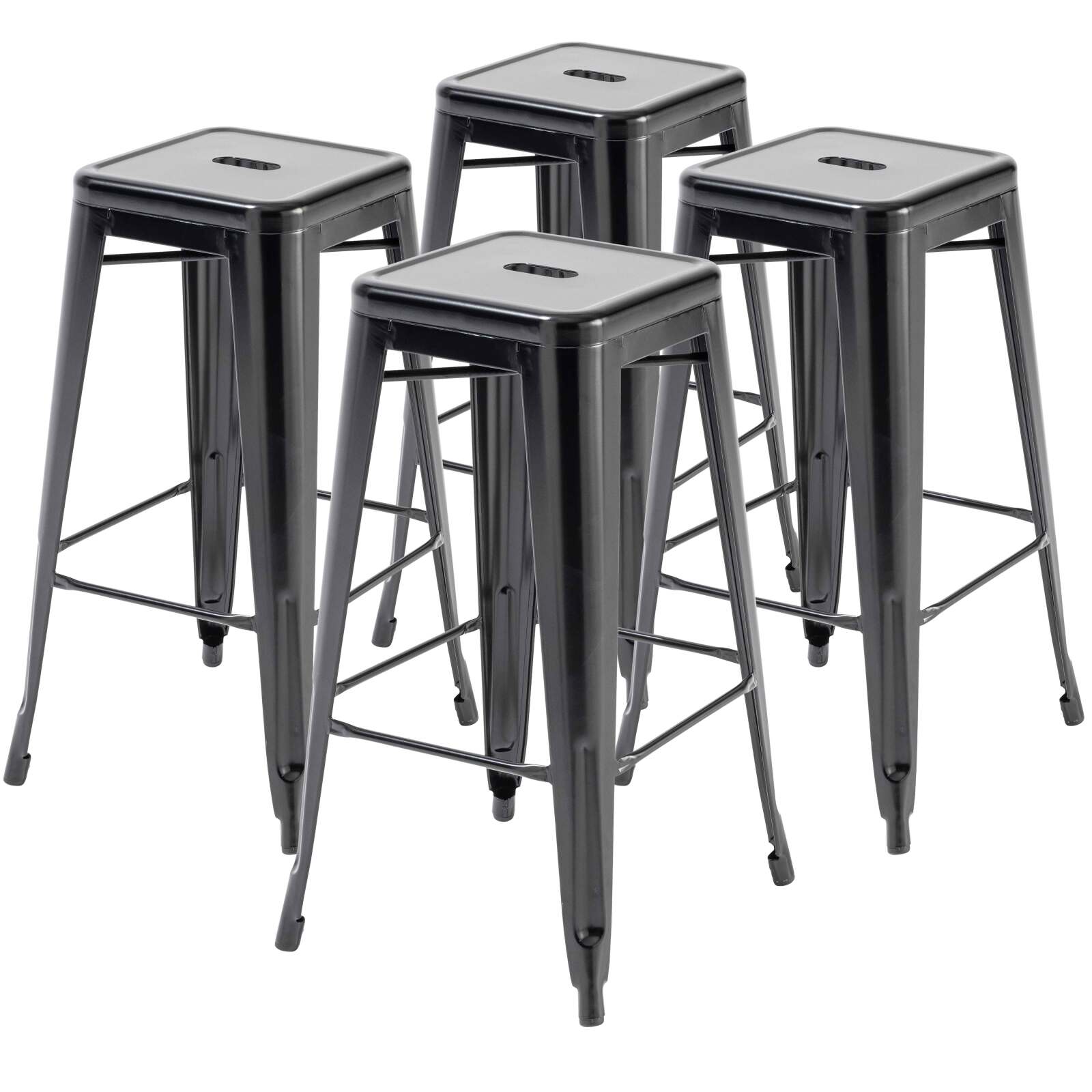 Set di 4 sgabelli da bar opachi e legno (43 x 43 x 76 cm)