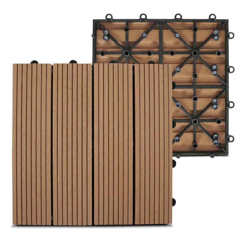 Set di pavimento ad incastro per esterno in legno composito - (30 x 30 x 2,5 cm)