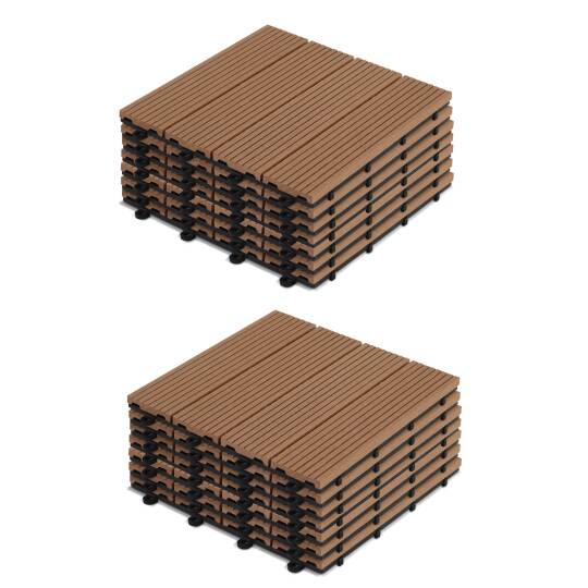 Piastrelle per terrazze ad incastro in legno composito (30x30x2,5 cm) - Vendute in set | Oviala