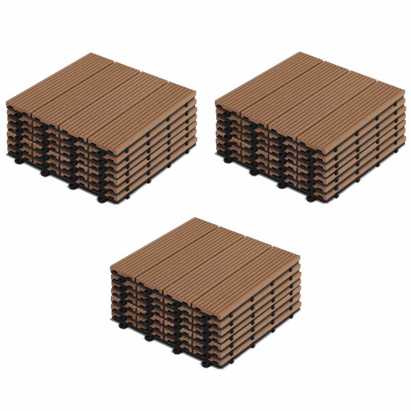Set di pavimento ad incastro per esterno in legno composito - (30 x 30 x 2,5 cm)