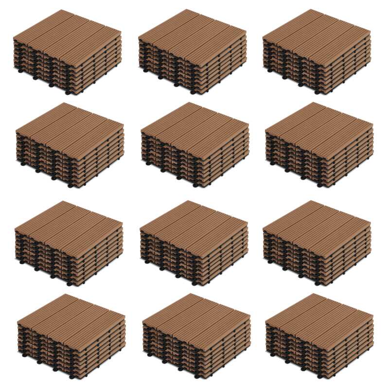 Set di pavimento ad incastro per esterno in legno composito - (30 x 30 x 2,5 cm)